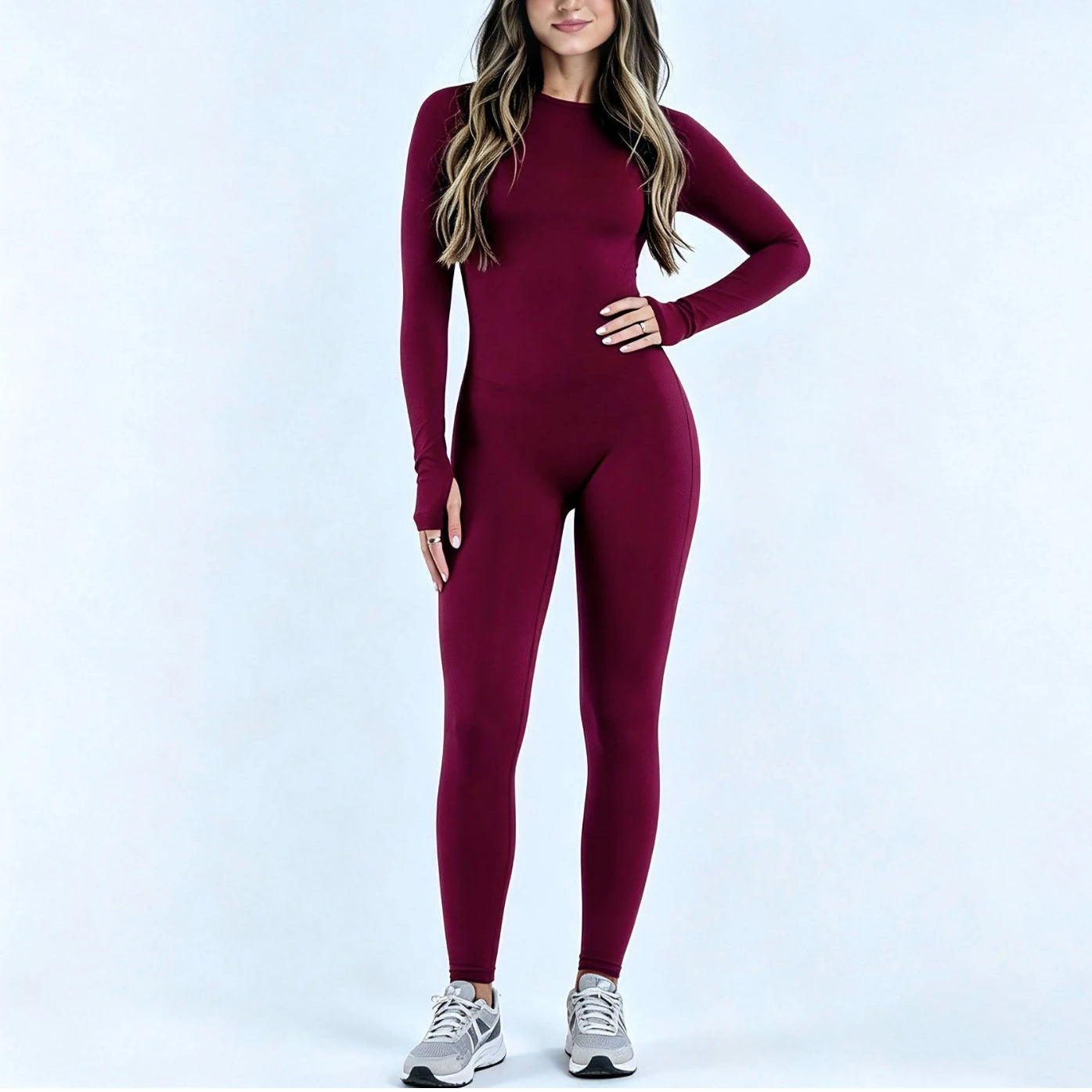 Women's Open Back Nylon Blend Workout One Piece with Sleeve and Length Options