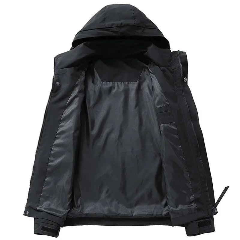 Hooded Long Sleeve Full Zip Outdoor Hiking Jacket with Pockets
