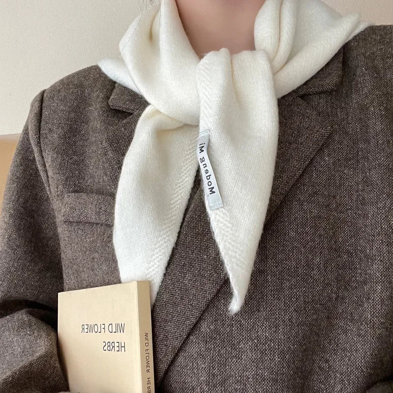 Solid Small Triangle Knit Scarf with Pointed Ends