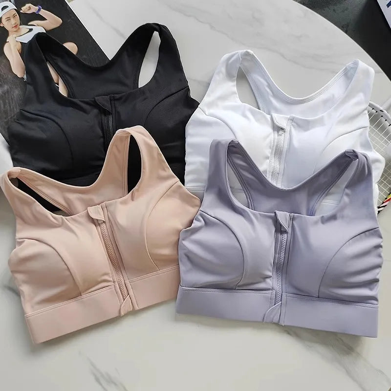 Women's Front Zip Keyhole Racerback Sports Bra