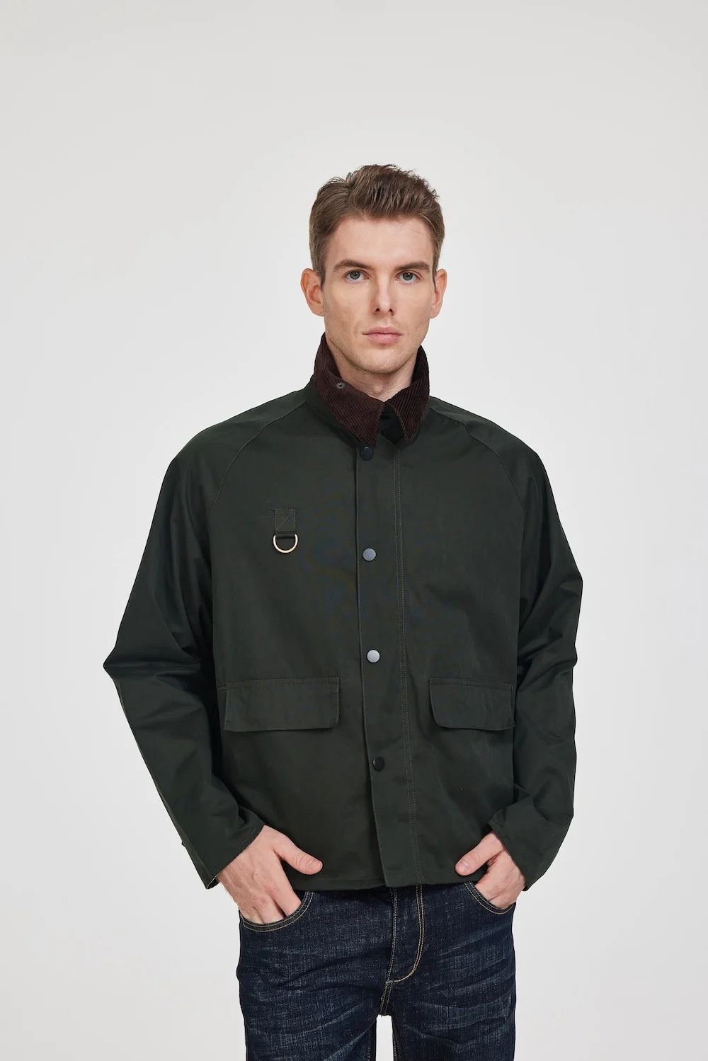 Outdoor hunting tactical plus size men's windbreaker baseball check work cropped corduroy waterproof fishing plaid jacket