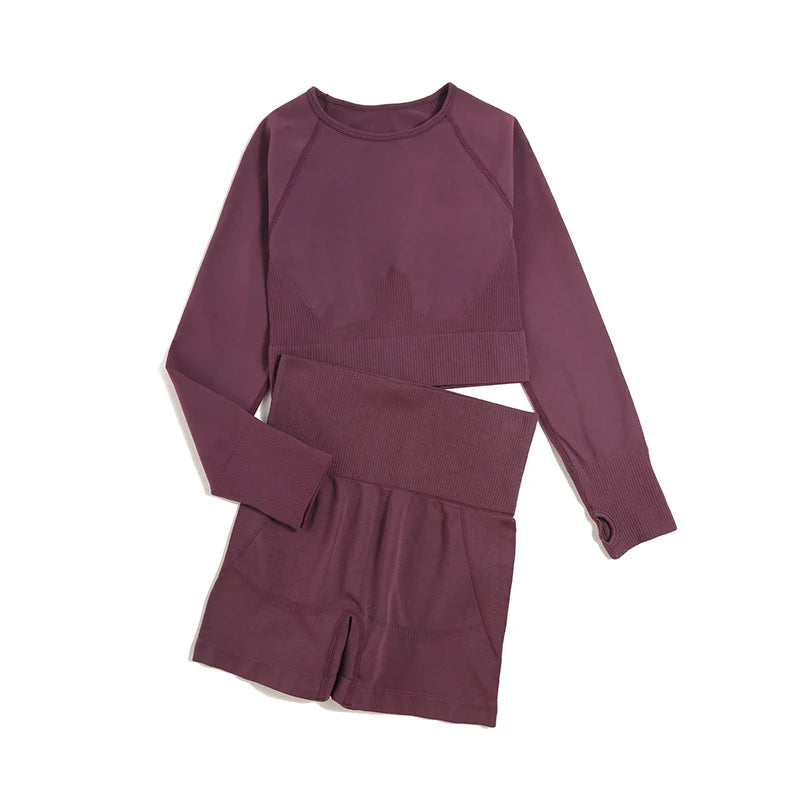 Women's Variable Sleeve Top And Bottoms Yoga Set
