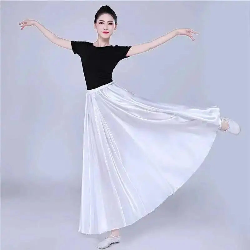 Women's Long Satin-Look Belly Dance Skirt with Separate Top Option