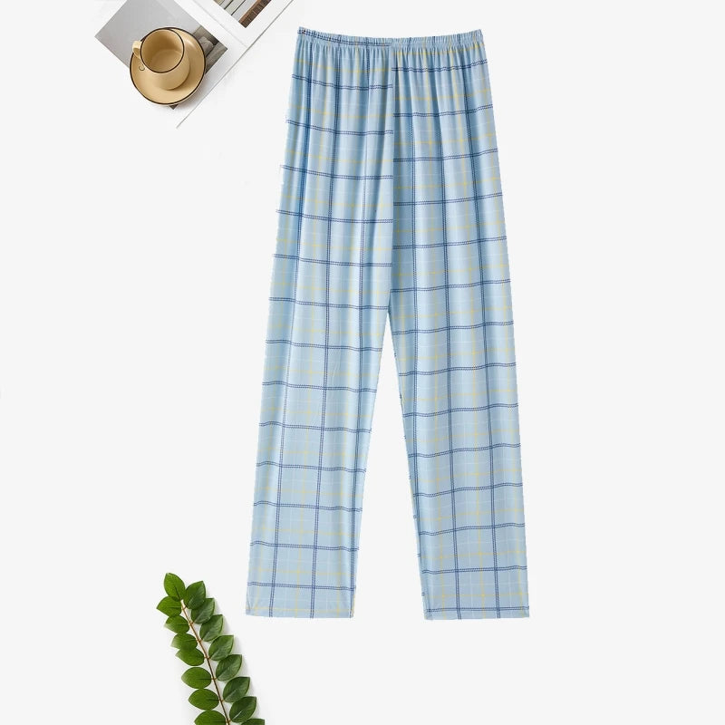 Men's Patterned Elastic Waist Straight Leg Pajama Pants