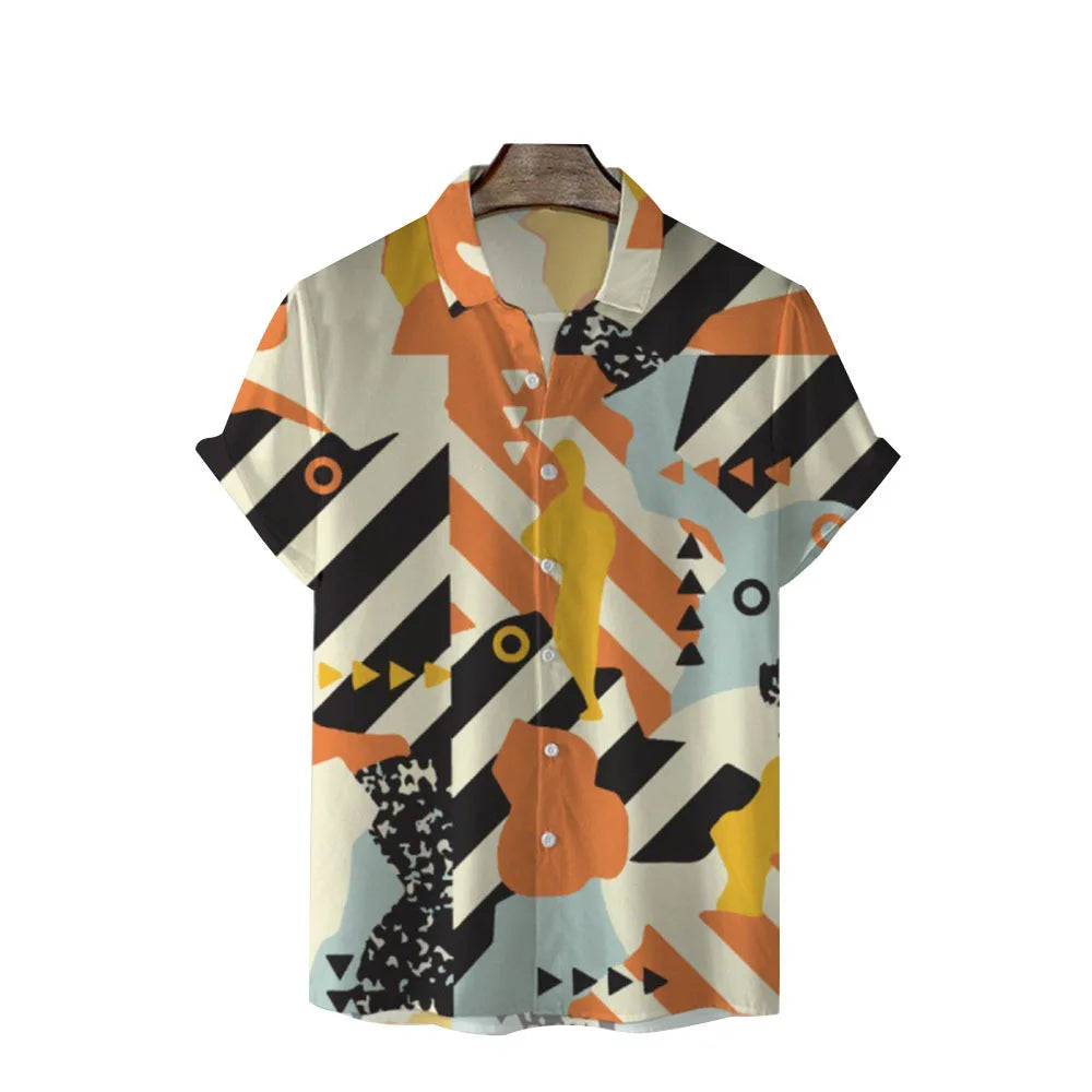 Men's Vacation-Print Short-Sleeve Button-Front Shirt
