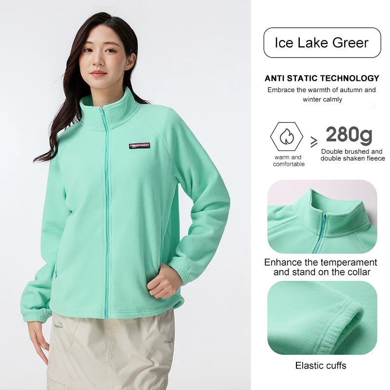 Long Sleeve Full Zip Fleece Outdoor Jacket with Pockets