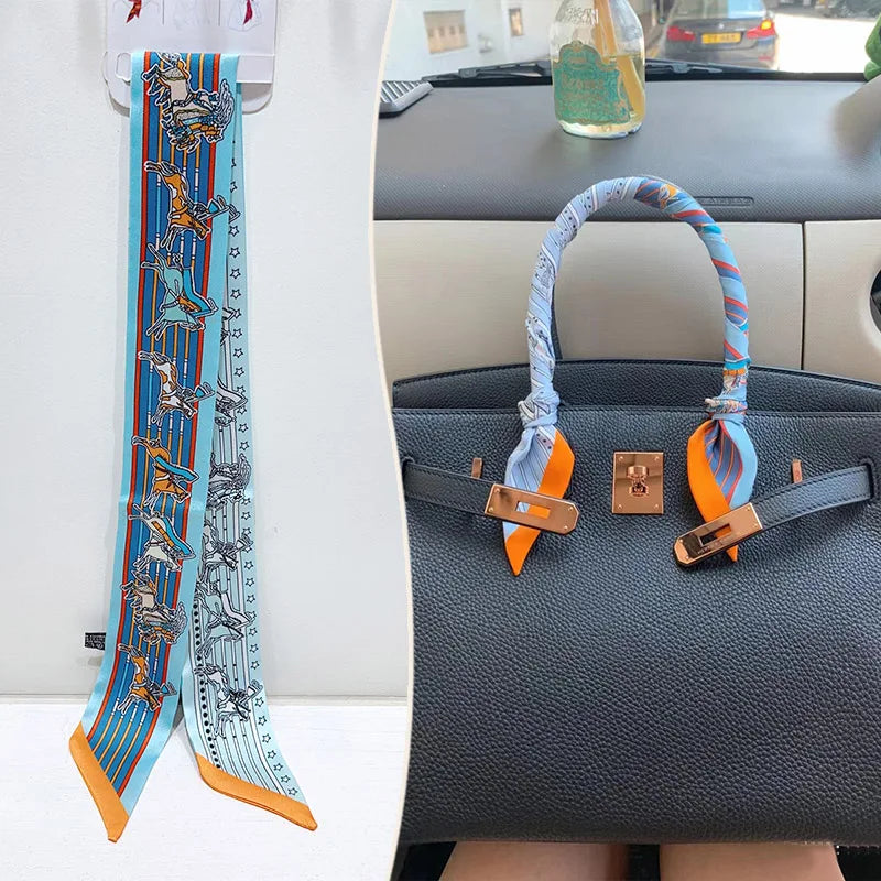 Printed Skinny Scarf for Neck and Bag Handle Styling