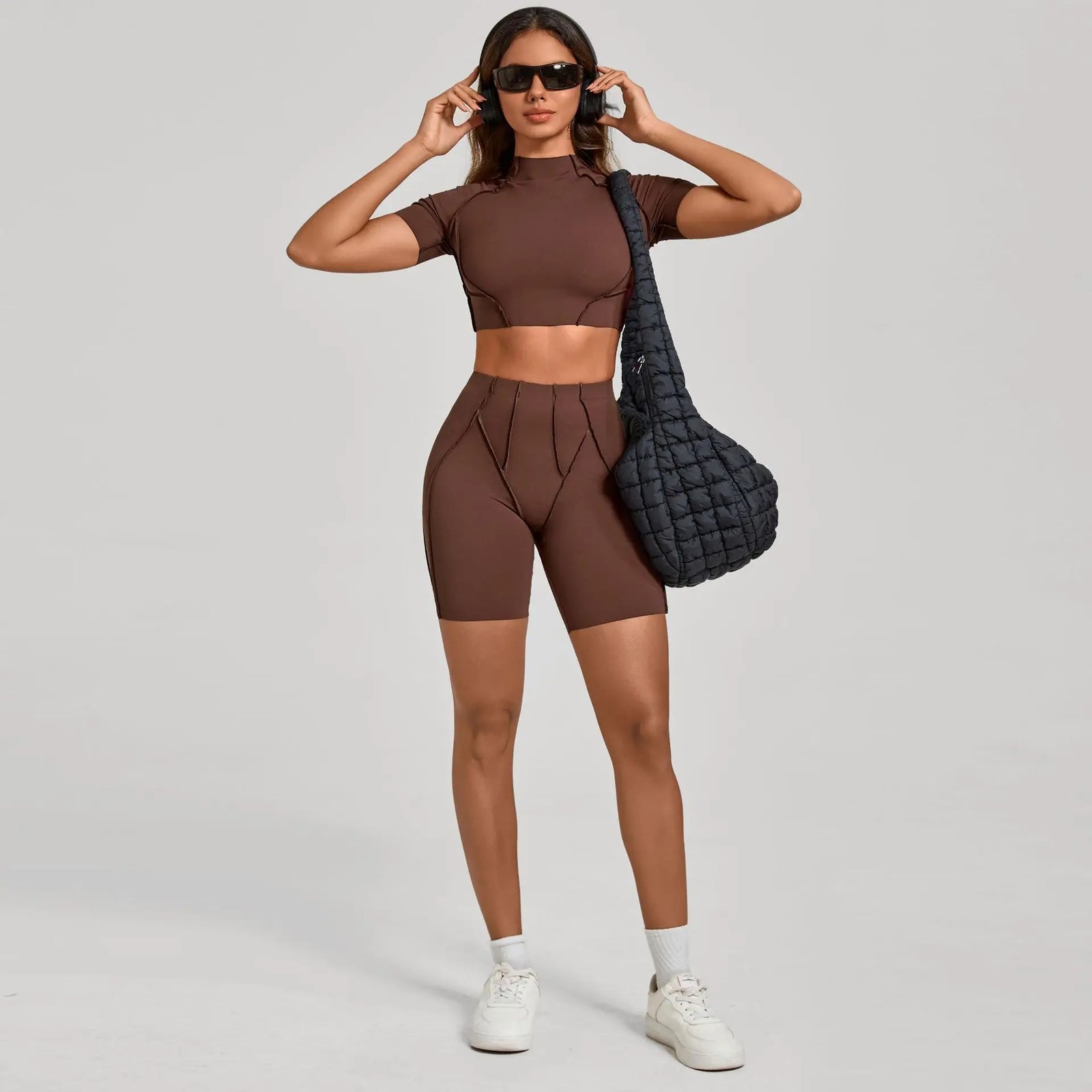 Women's Contrast Seam Bra And Leggings Yoga Set