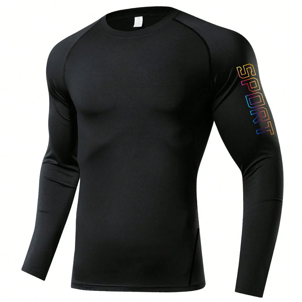 Fitted Crew Neck Long Sleeve Compression T Shirt