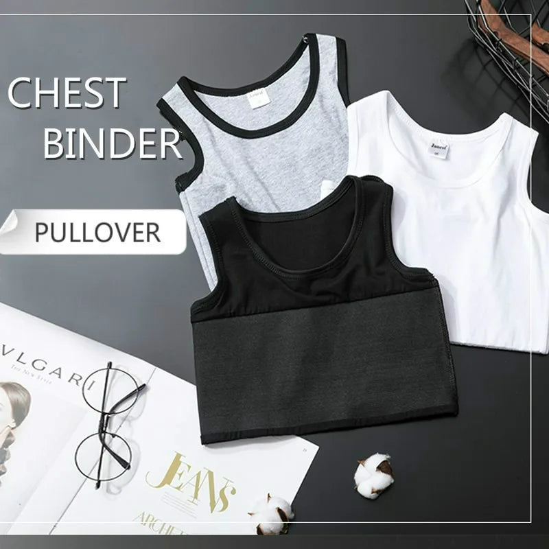 Pullover Chest Binder Shapewear with Sleeveless Design and a Cropped Underlayer Shape