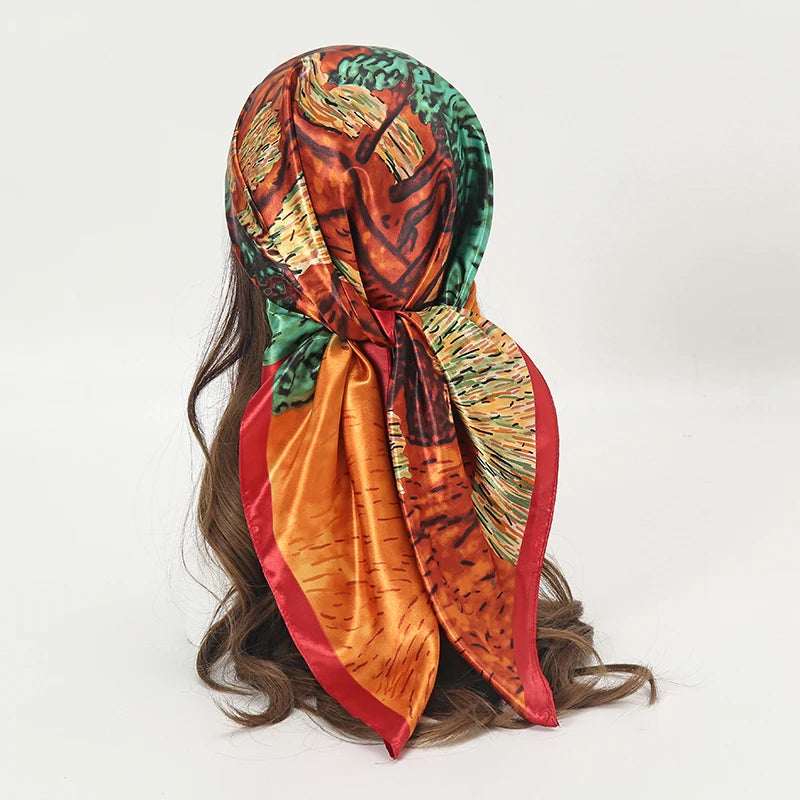 Printed Square Scarf with Ornate Paisley Pattern Options