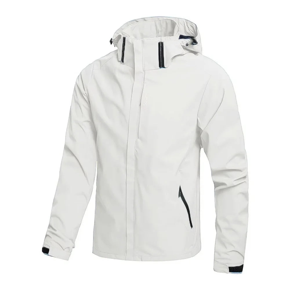 Men's Loose Long-Sleeve Hooded Zip-Front Jacket for Casual Everyday Outdoor Layered Outfits