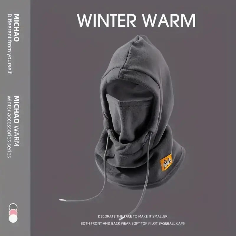 Unisex Hooded Winter Hat with Face Panel and Extended Neck Coverage