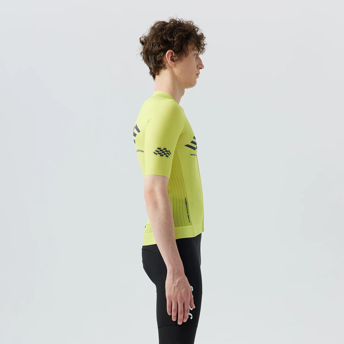 Men's Checkered Graphic Short Sleeve Full-Zip Cycling Jersey with Rear Pockets