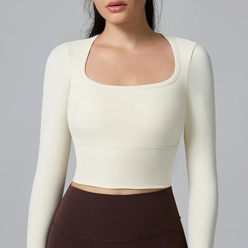 Women's Open-Back Long-Sleeve Workout Top