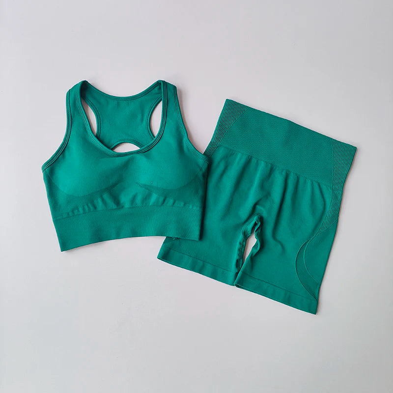 Women's Cross Back Bra And Shorts Yoga Set