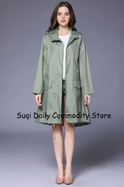 Long Hooded Front Opening Jacket for Layering over Outfits