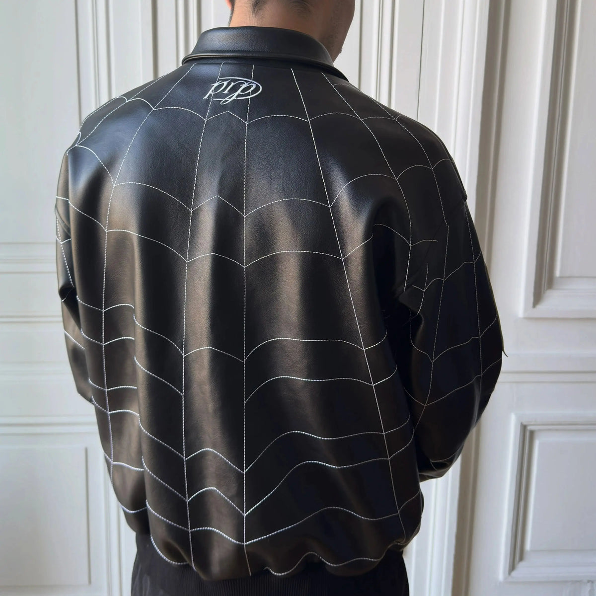 Spiderweb Graphic Long Sleeve Casual Front Closure Streetwear Jacket