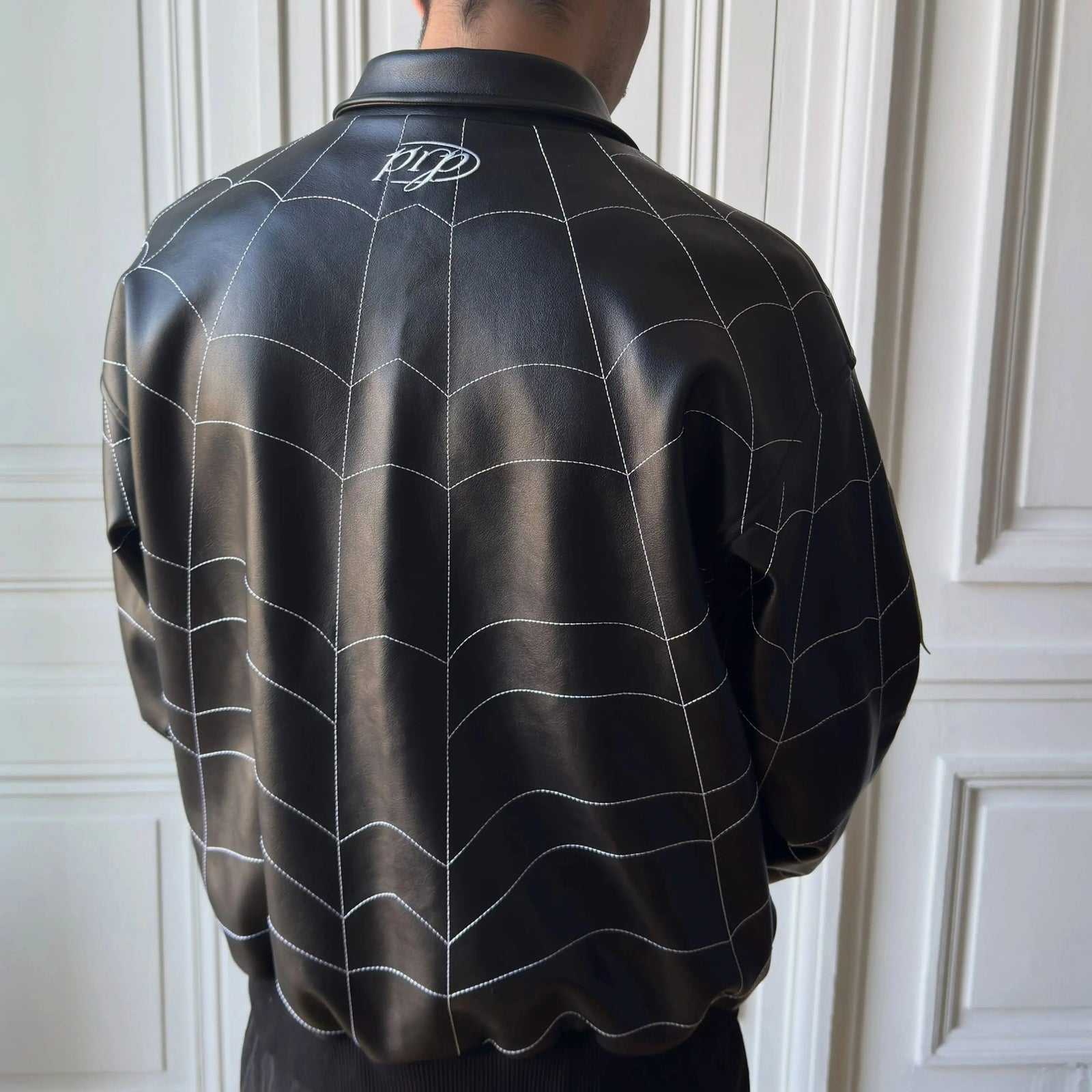 Spiderweb Graphic Long Sleeve Casual Front Closure Streetwear Jacket
