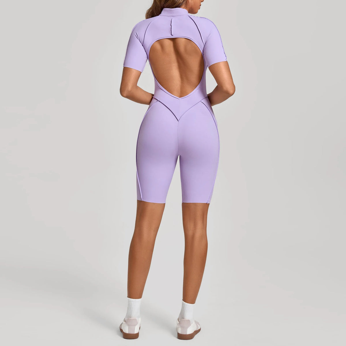 Women's Zip Front Contour Seam Workout One Piece in Long and Short Styles