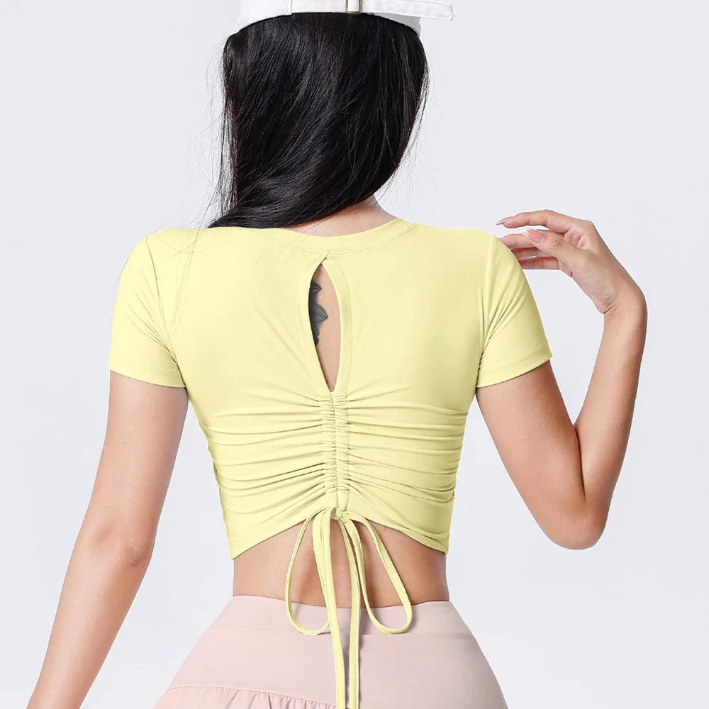 Women's Tie-Back Long-Sleeve Workout Crop Top