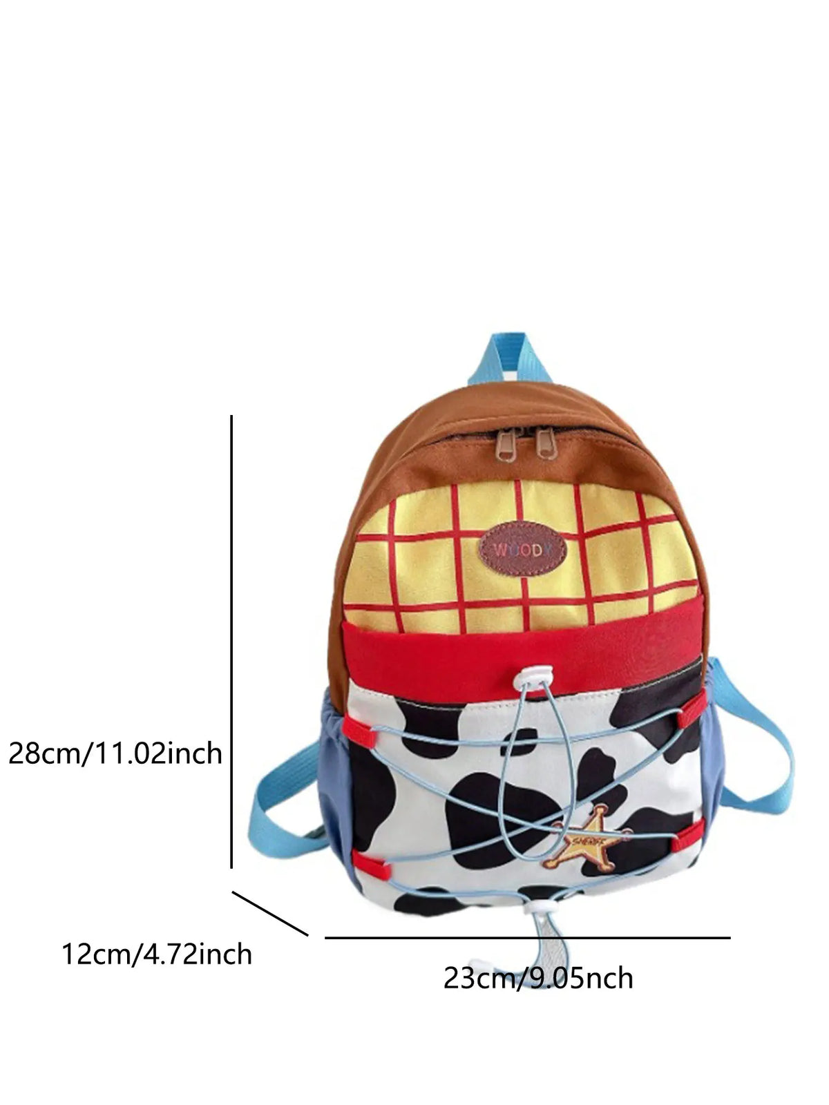 Women's Cow Pattern Mini Backpack with Front Cord and Shoulder Straps