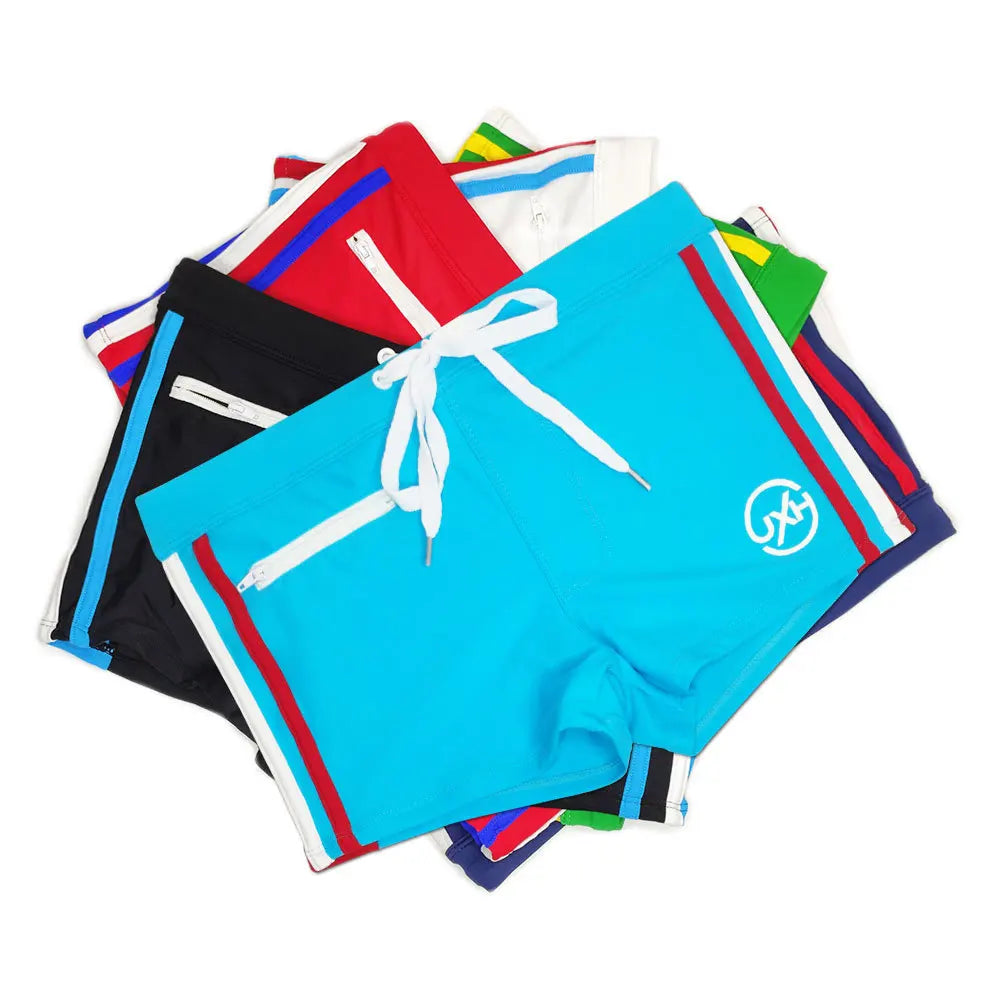 Men's Swimsuit Bottoms in Square-Leg Cut and Zipper Pocket for Beach and Pool Wear