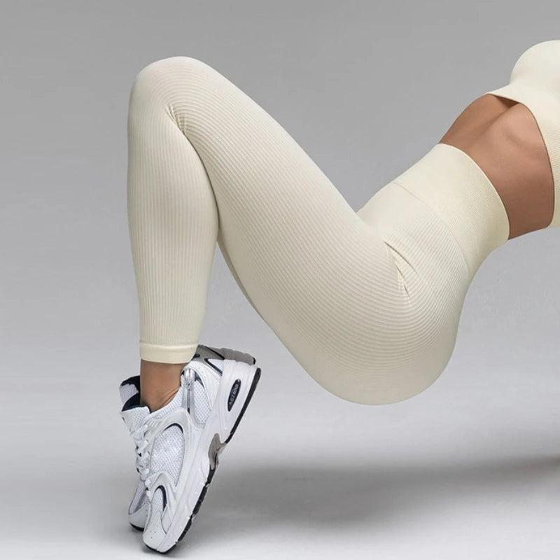 Women's Ribbed Full Length Leggings For Workout Outfits