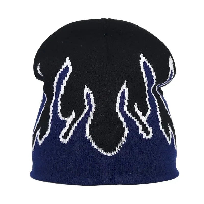 Graphic Knit Beanie with Letter and Pattern Style Options