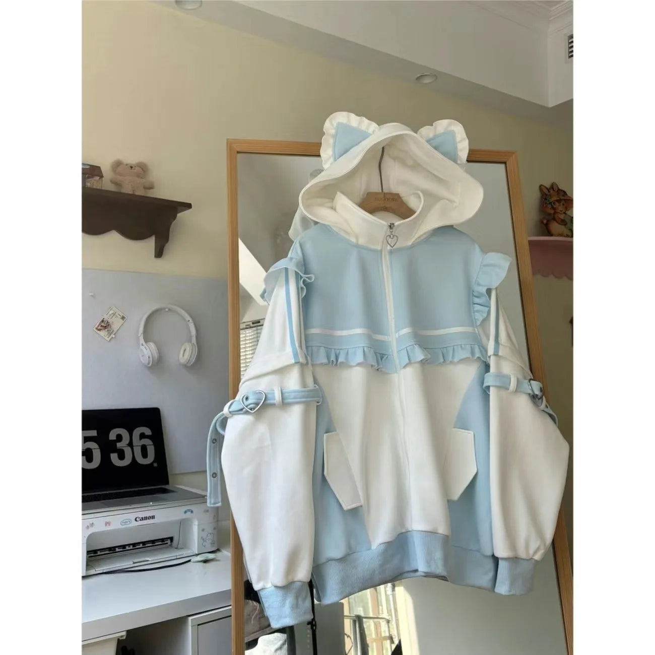Cat Ear Long Sleeve Full Zip Casual Hoodie