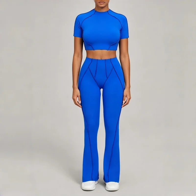 Women's Contrast Seam Bra And Leggings Yoga Set