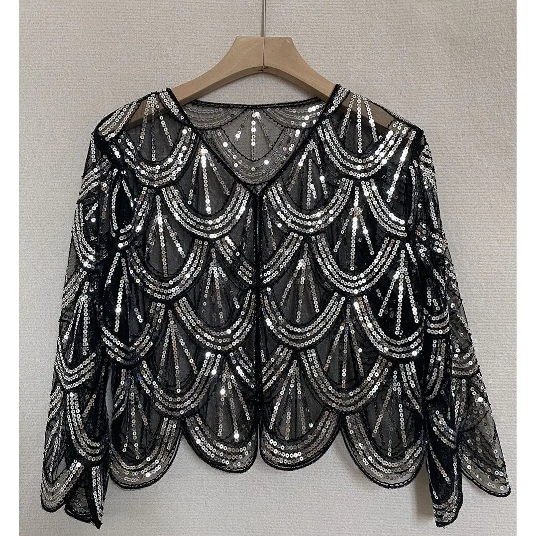 Scalloped Sequin Capelet for Layering over Dresses and Tops