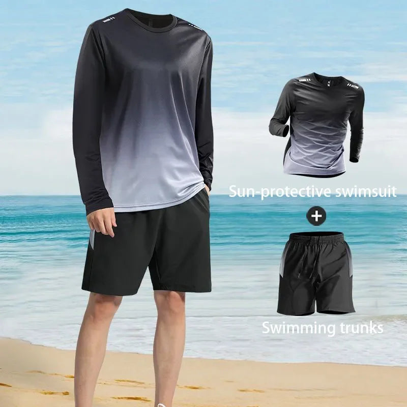 Men's Long Sleeve Swimsuit with Long Pants for Swimming Outfits