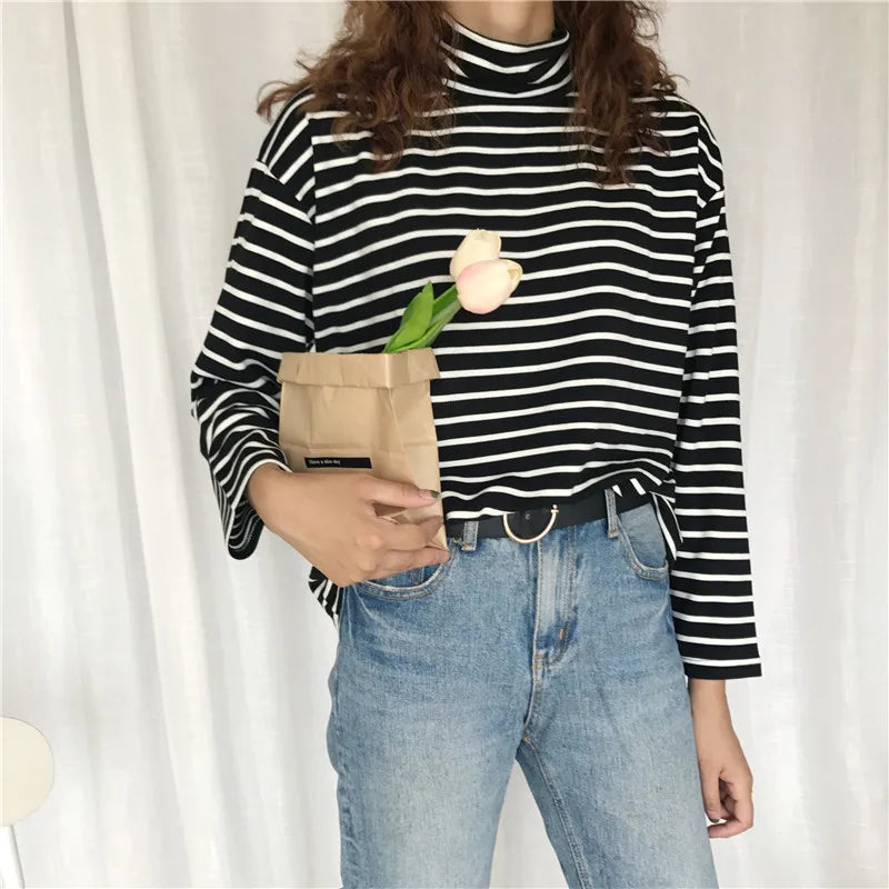 Women's Turtleneck Fitted Long Sleeve Sweater Casual Knit Layer