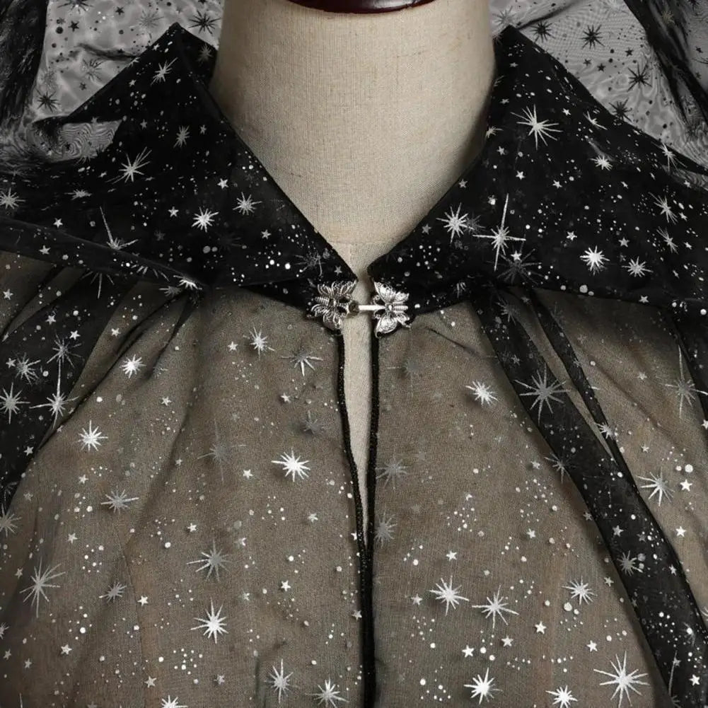 Sheer Hooded Long Train Cape for Layering over Outfits