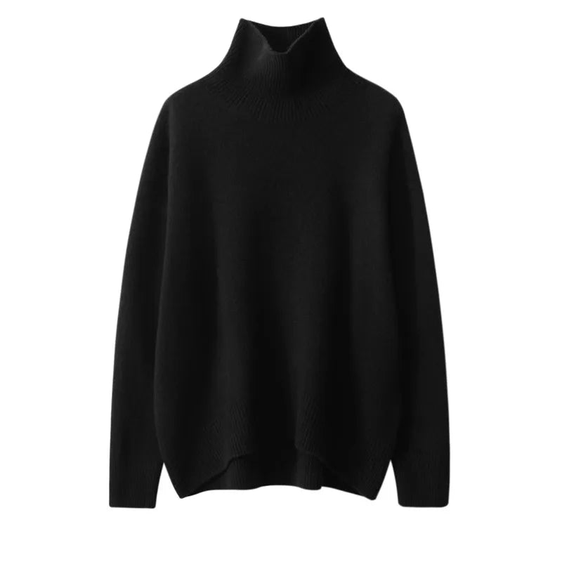 Autumn and Winter New Thick Cashmere Sweater Women High Neck Pullover Sweater Warm Loose Knitted Base Sweater Jacket Tops