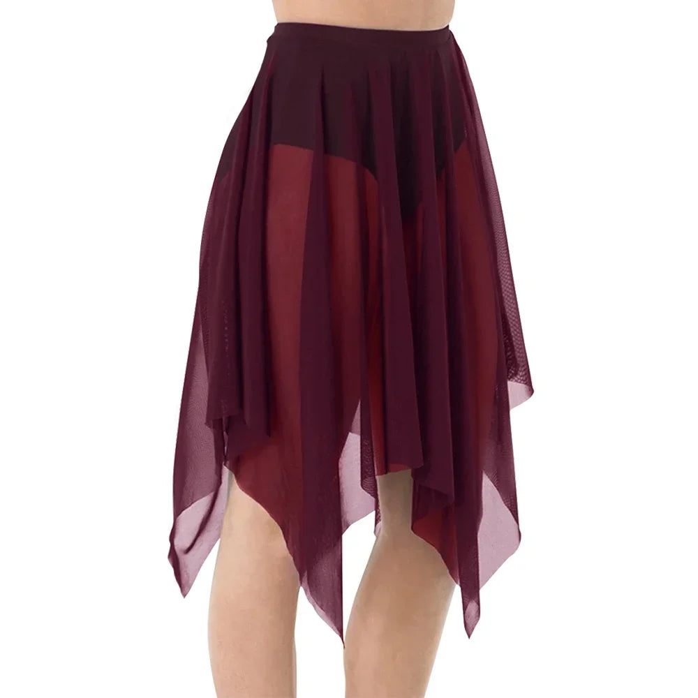 Handkerchief Hem Mesh Ballet Skirt with Child and Adult Size Options