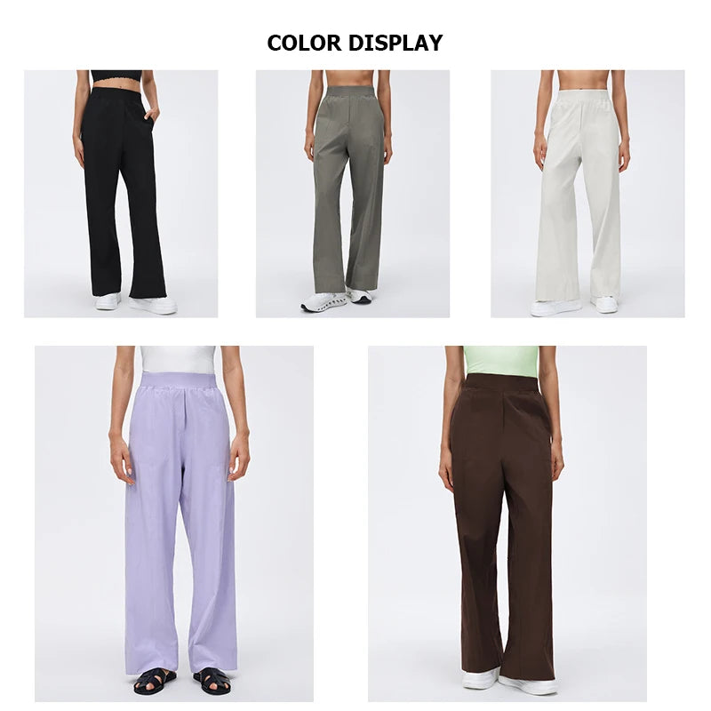Women's High Waist Nylon Blend Cropped Wide Leg Pants for Yoga