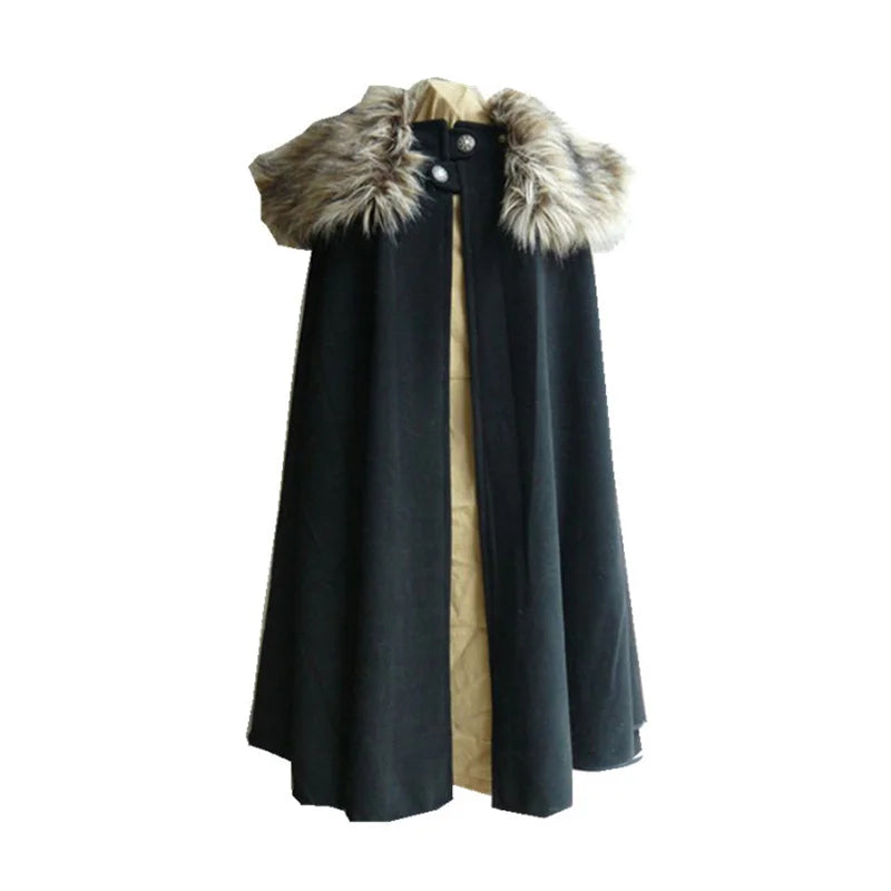 Long Plush Collar Cape for Layering over Outfits