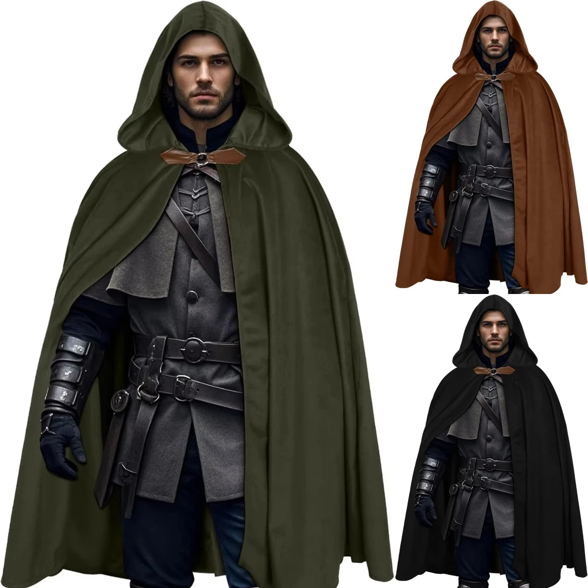 Velvet Hooded Clasp Front Cape for Layering over Outfits