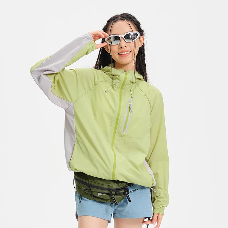 Women's Lightweight Hooded Hiking Jacket for Outdoor Layering
