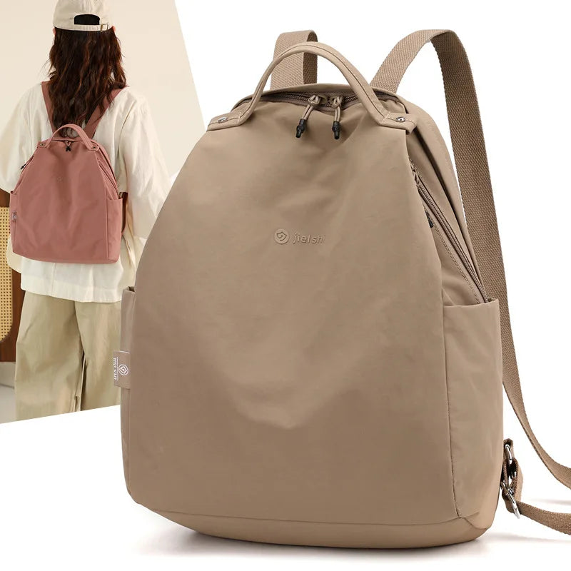 Simple Solid Colour Backpack with Front Zipper Pocket and Carry Handle