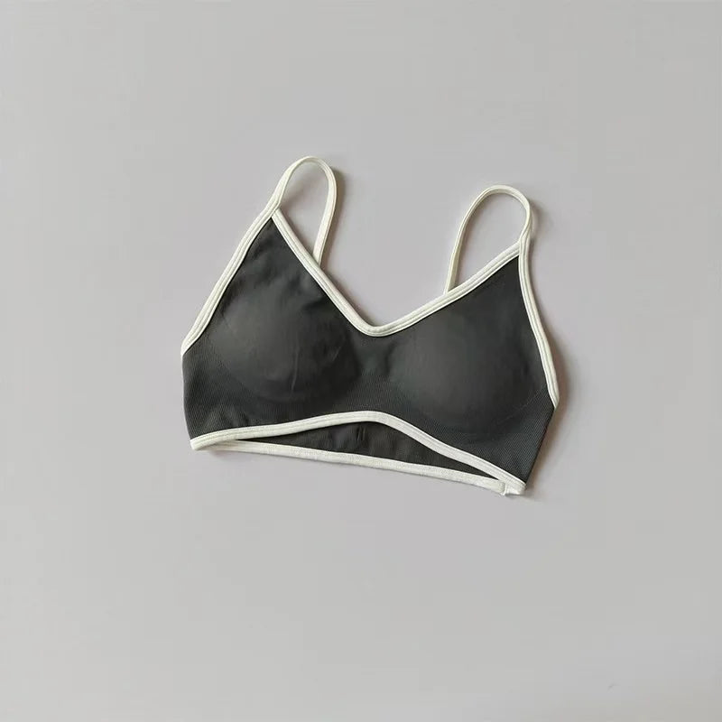 Women's Contrast Trim Thin Strap Sports Bra
