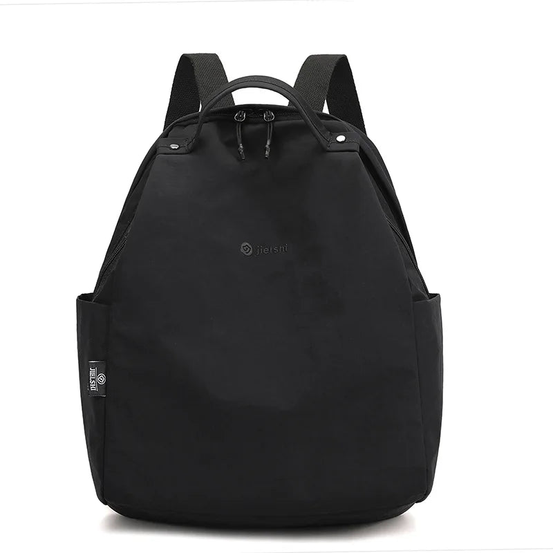 Simple Solid Colour Backpack with Front Zipper Pocket and Carry Handle