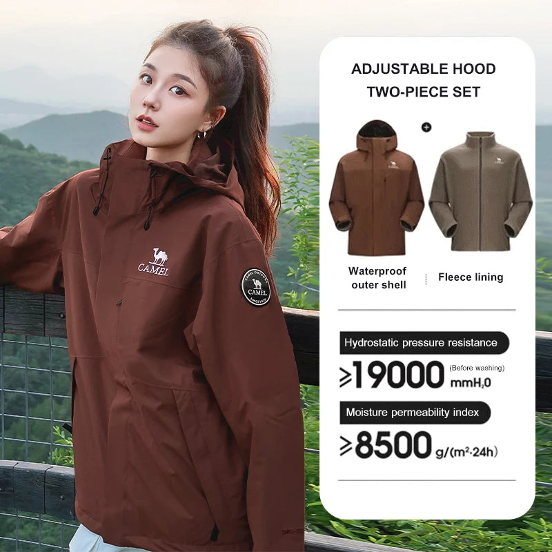 Hooded Long Sleeve Full Zip Outdoor Hiking Jacket with Pockets