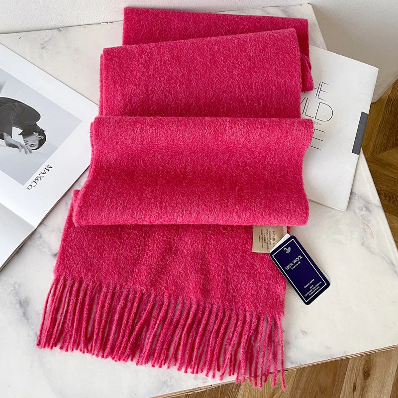 Solid Long Fringed Scarf for Neck and Wrap Styling