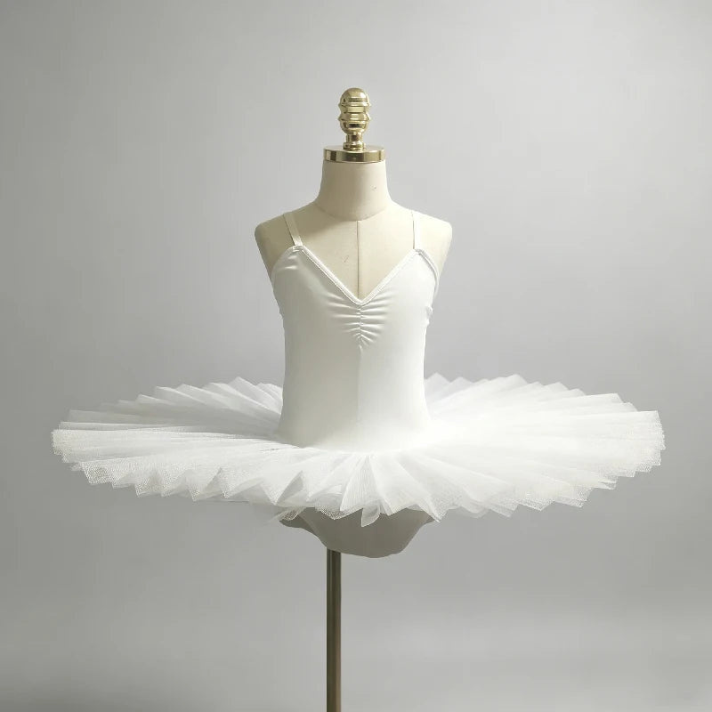 Girls' Pancake Ballet Tutu Dress with Decorated Bodice and Height-Based Sizes