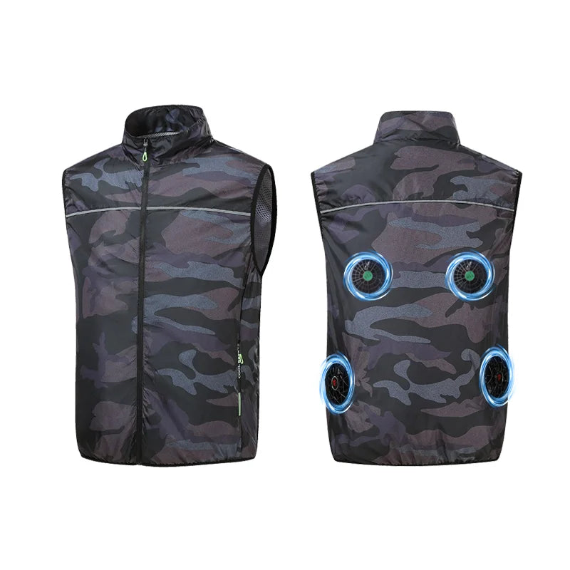 Four-Fan Zip-Front Outdoor Vest