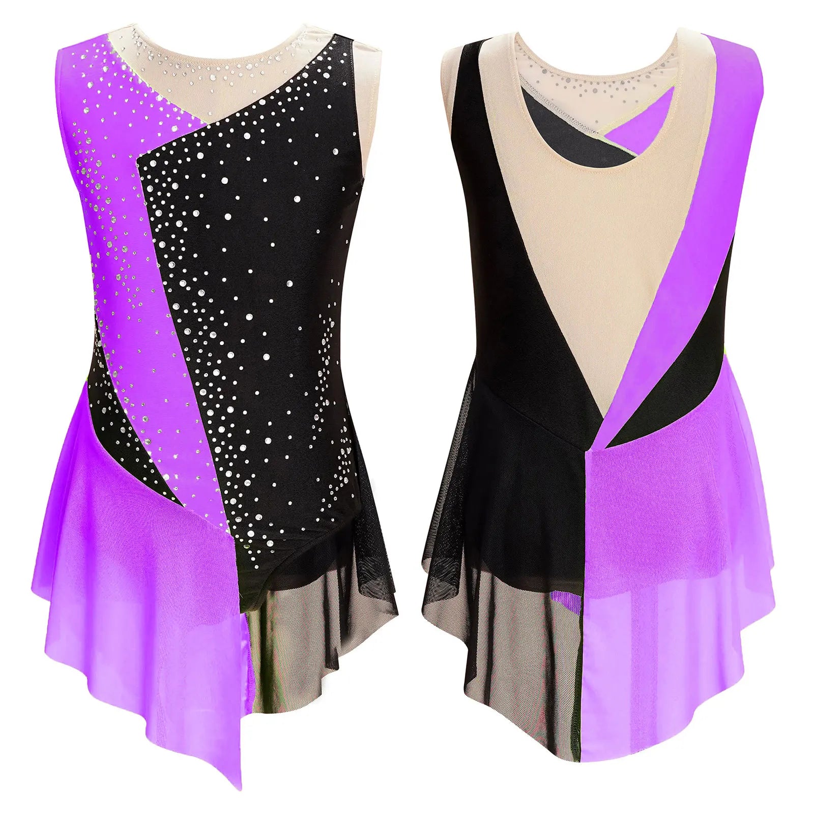 Girls' Lyrical Dance Costume Styles with Rhinestones and Skirted Outfit Options