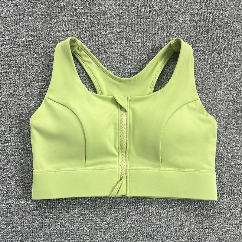 Women's Front Zip Keyhole Back Sports Bra